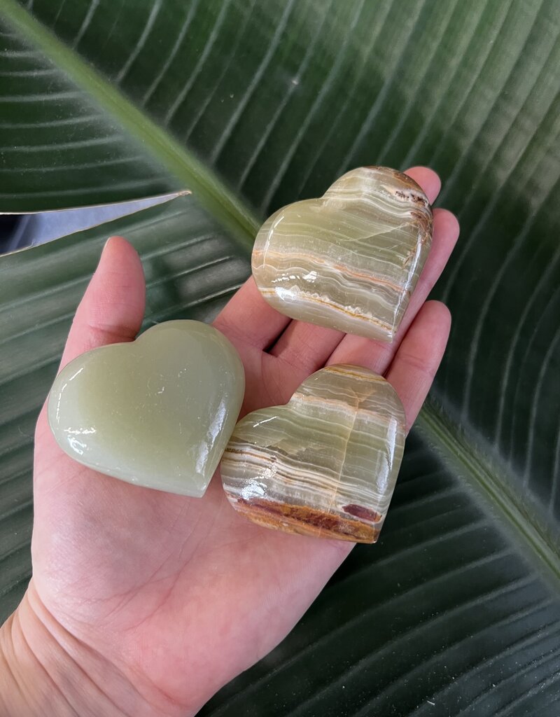 Green Banded Onyx Heart, Size Small [75-99gr]