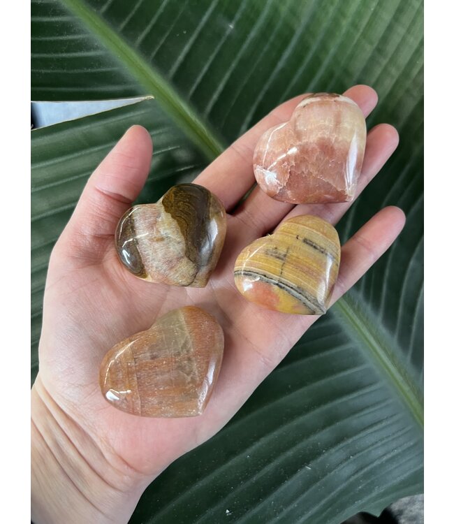 Peach Calcite Heart, Size XX-Small [25-49gr]