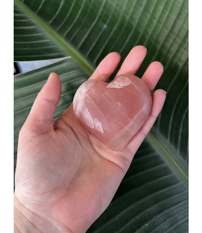 Rose Calcite Heart, Size XX-Large [175-199gr]