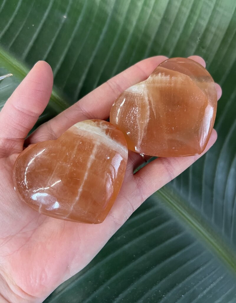 Honey Calcite Heart, Size Medium [100-124gr]