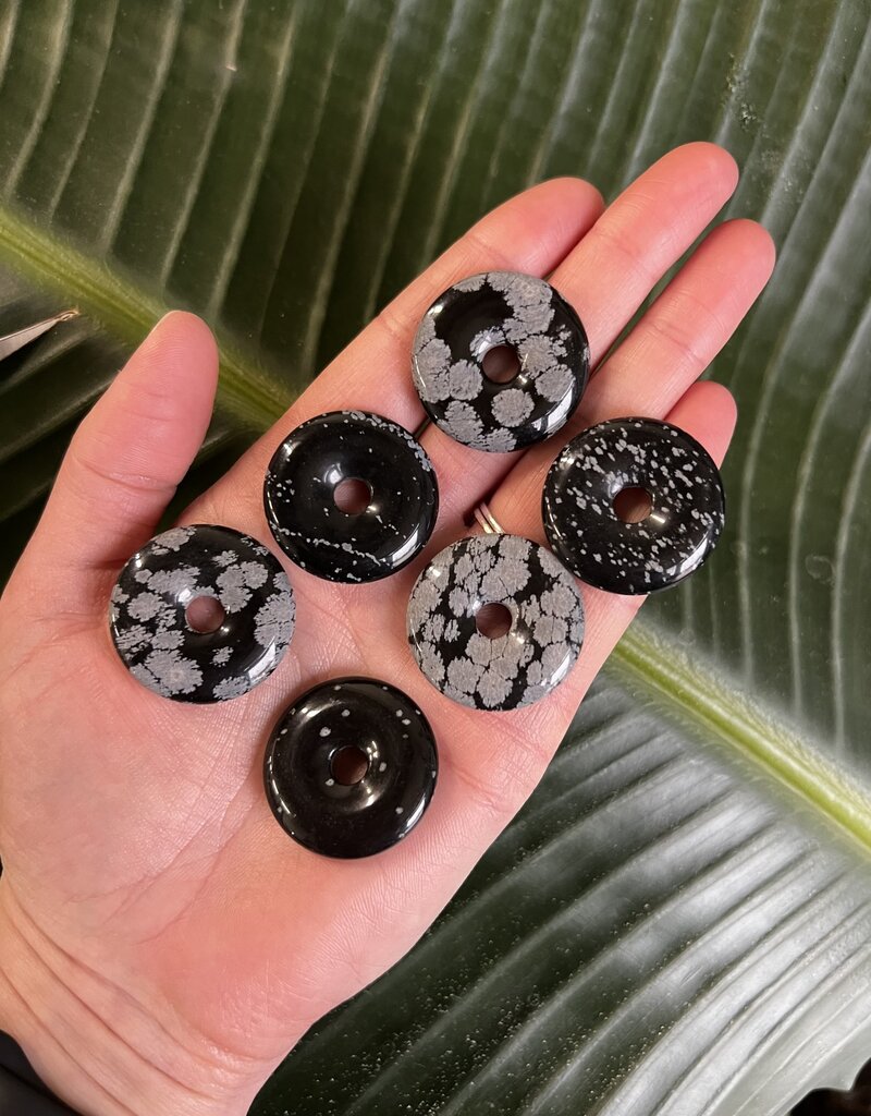 Snowflake Obsidian Donut Pendant