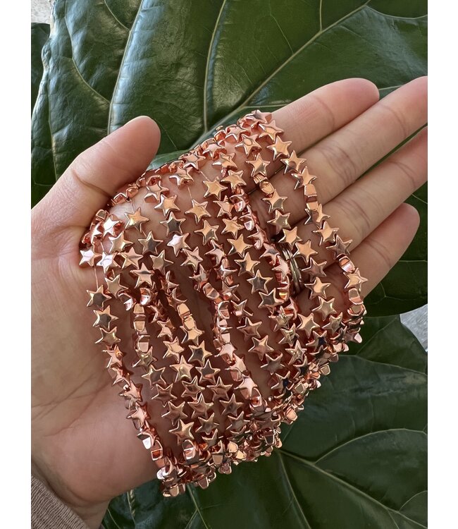 Rose Gold Hematite Stars Polished 15 Strand The Raw Rock Shop Inc