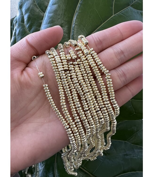 Gold Hematite Rondelle, Polished 15" Strand
