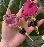 Geode Wine Bottle Toppers Gold Plated, Pink