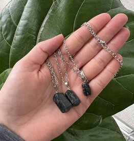 Silver Necklace, Black Tourmaline