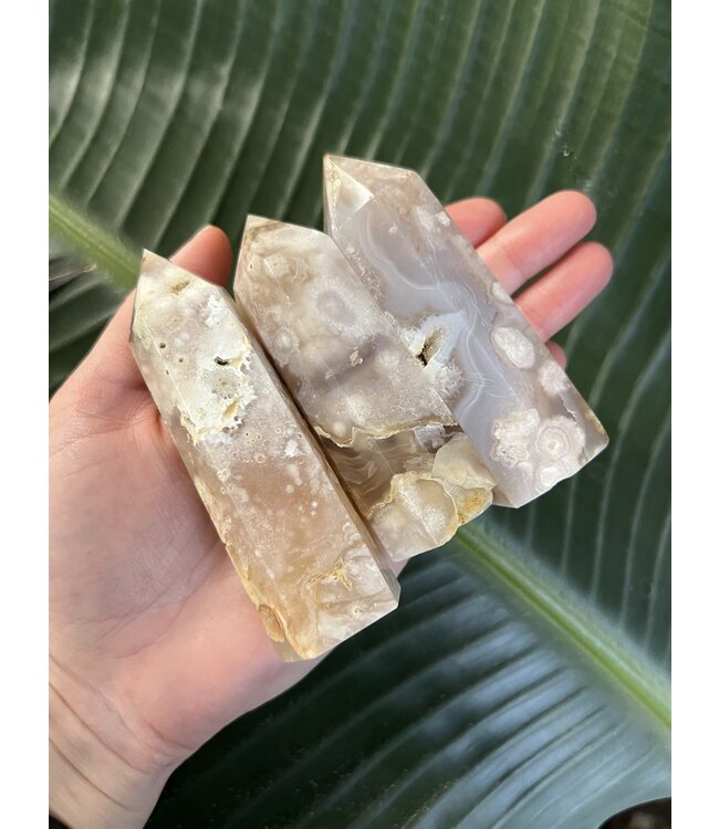 Flower Agate, 6-sided, Point Size XX-Large [125-149gr]