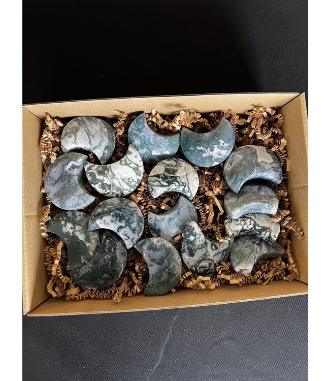 Moss Agate Moons 1KG bulk lot