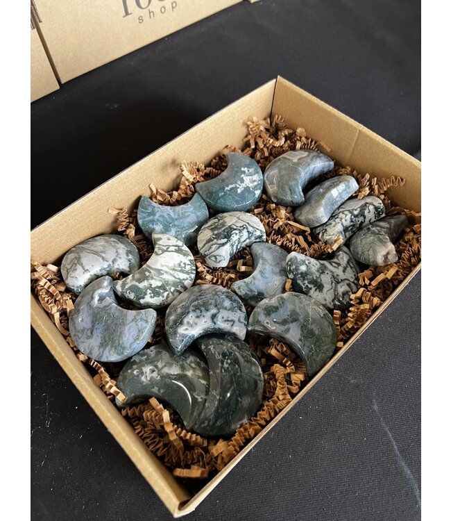 Moss Agate Moons 1KG bulk lot