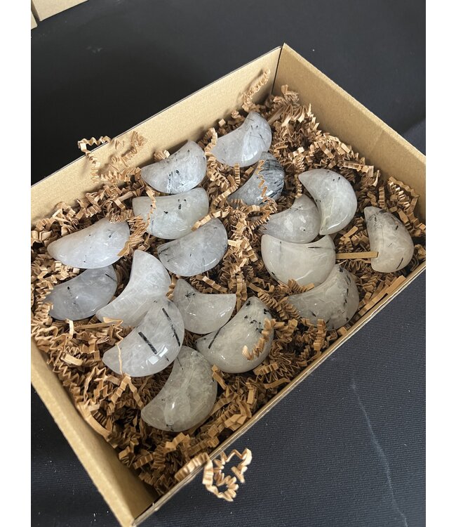 Tourmalinated Quartz Moons 1KG bulk lot