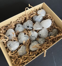 Tourmalinated Quartz Hearts 1KG bulk lot