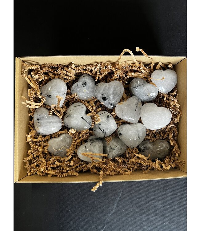 Tourmalinated Quartz Hearts 1KG bulk lot