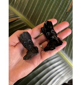 Black Obsidian Groot Carving