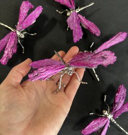 Pink Aura Kyanite Dragonfly, Silver