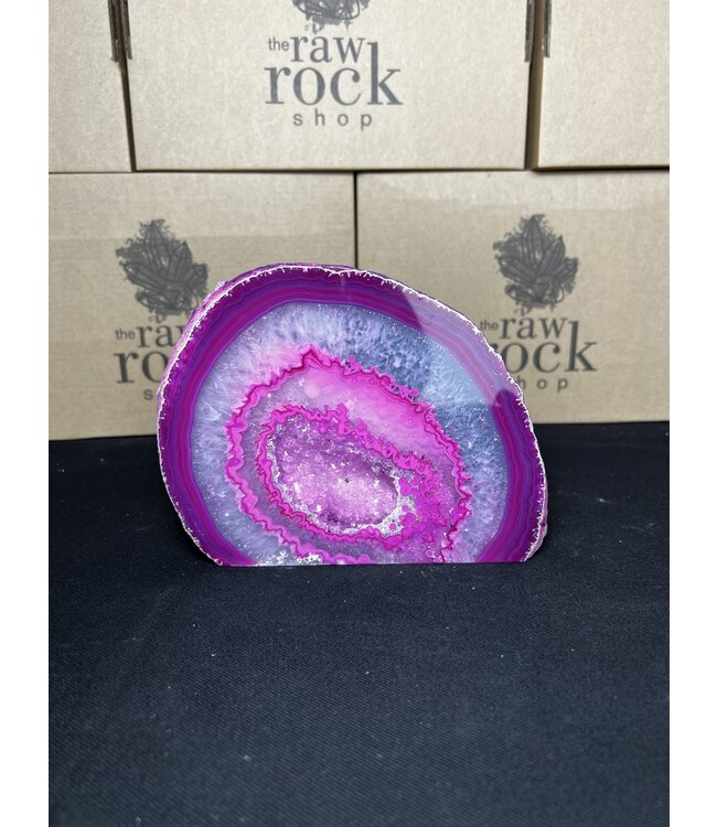 Pink Agate Geode Cut Base #6, 2028gr