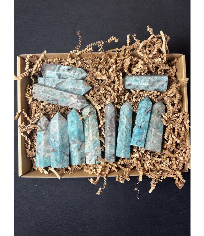 Smoky Amazonite Points 1KG bulk lot