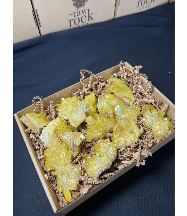Yellow Aura Quartz Clusters 1KG bulk lot