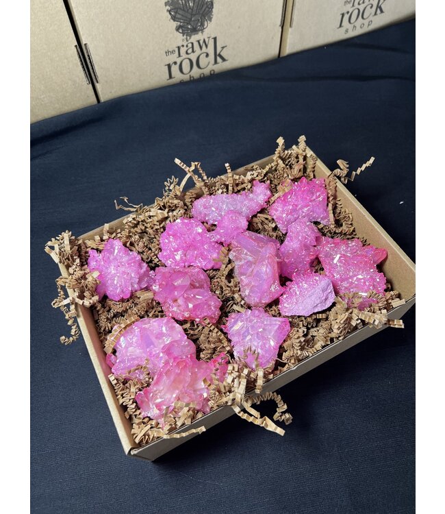 Pink Aura Quartz Clusters 1KG bulk lot