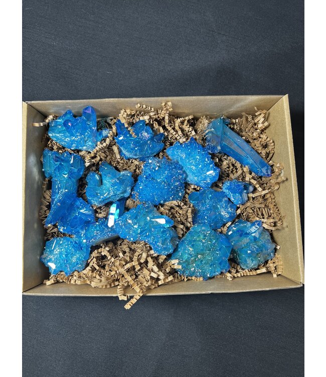 Blue Aura Quartz Clusters 1KG bulk lot