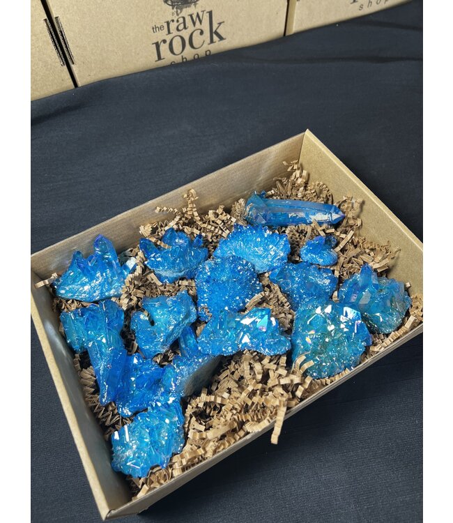 Blue Aura Quartz Clusters 1KG bulk lot
