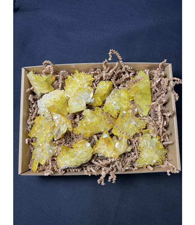 Yellow Aura Quartz Clusters 1KG bulk lot