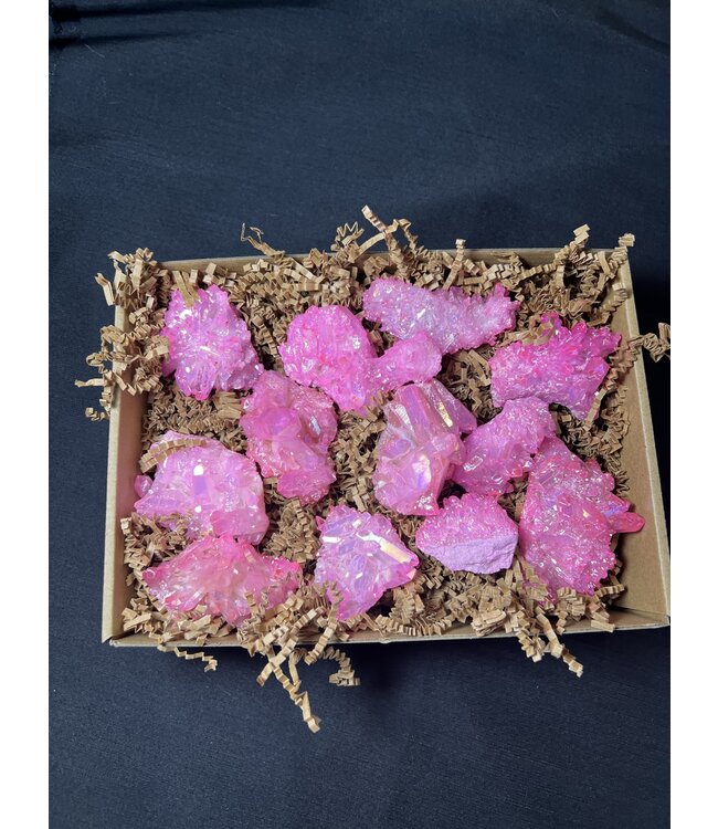 Pink Aura Quartz Clusters 1KG bulk lot