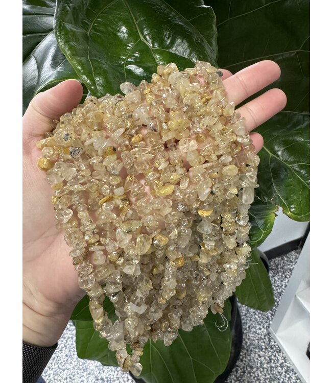 Rutilated Quartz Chip Beads Polished 33" Strand