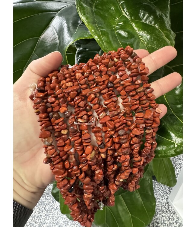 Red Jasper Chip Beads Polished 31.5" Strand