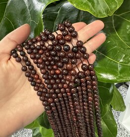 Rosewood, Burmese, Beads Polished 15.5" Strand 6mm 8mm