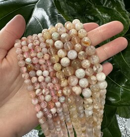 Flower Agate Beads Polished 15.5" Strand 6mm 8mm