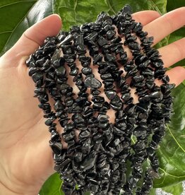 Obsidian Chip Beads Polished 31.5" Strand