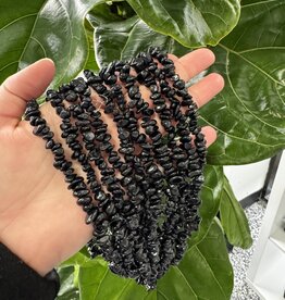 Black Tourmaline Chip Beads Polished 31.5" Strand