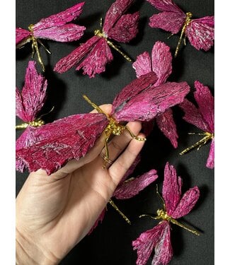 Pink Aura Kyanite Dragonfly, Gold