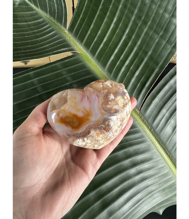 Flower Agate Heart, Size Monster-Plus [325-349gr]