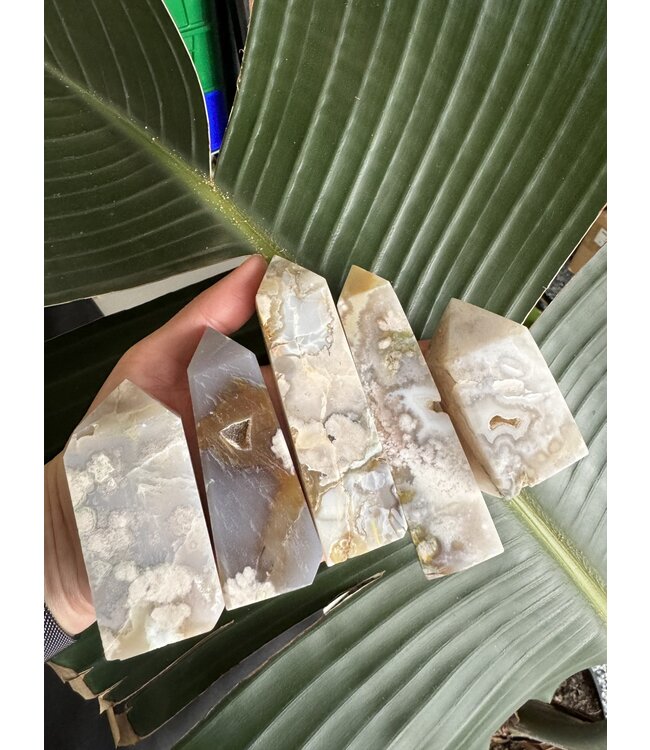 Flower Agate Point, 4-sided, Size XX-Large [125-149gr]