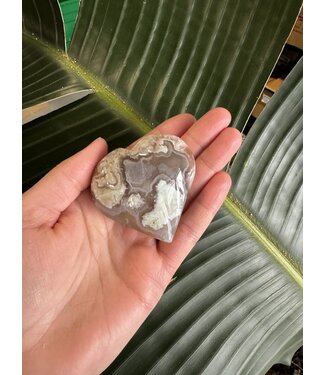 Green Flower Agate Heart, Size Medium [100-124gr]