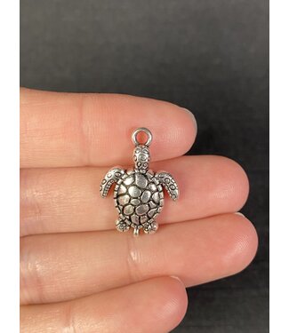 Sea Turtle Charm #3 Antique Silver 21mm x 17mm, bulk options