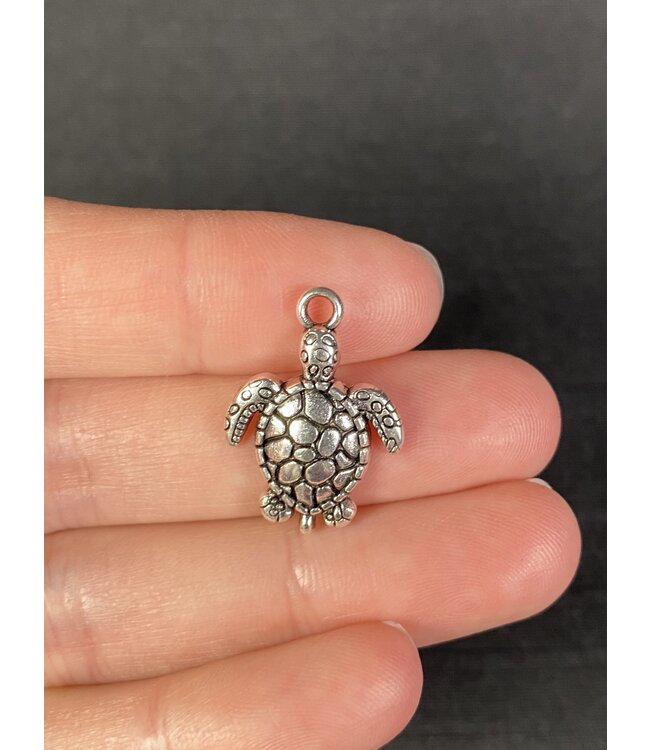 Sea Turtle Charm #3 Antique Silver 21mm x 17mm, bulk options