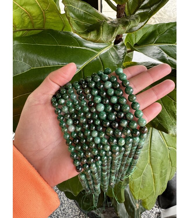 Emerald Quartz Beads Polished 15.5" Strand 6mm 8mm