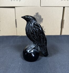 Black Obsidian Raven Carving Style 1