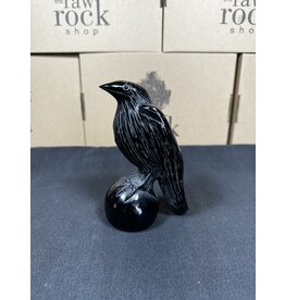 Black Obsidian Raven Carving Style 1