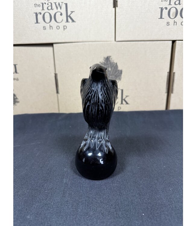 Black Obsidian Raven Carving Style 1