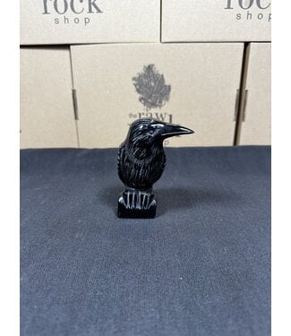 Black Obsidian Raven Carving Style 2