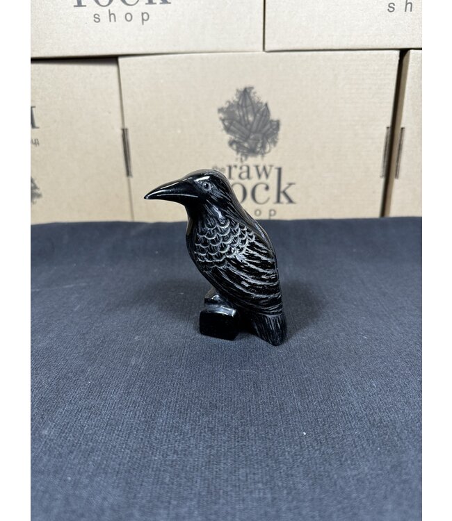 Black Obsidian Raven Carving Style 2