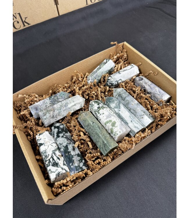 Moss Agate Points 1KG bulk lot