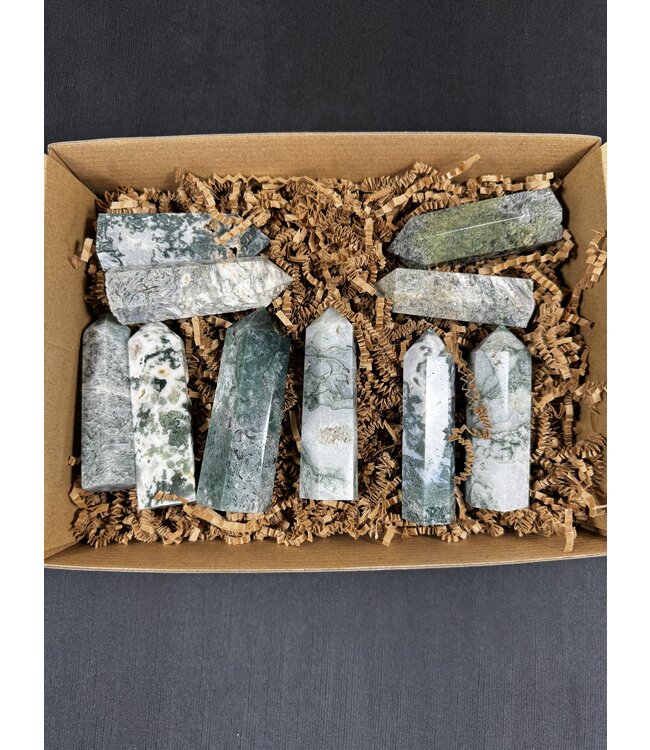 Moss Agate Points 1KG bulk lot