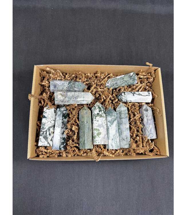 Moss Agate Points 1KG bulk lot