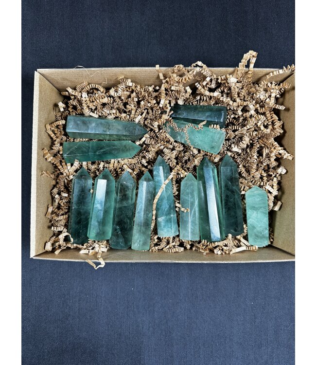 Green Fluorite Points 1KG bulk lot