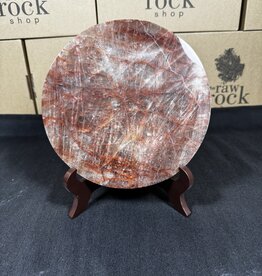 Fire Quartz Plate with Stand #1, 1018gr
