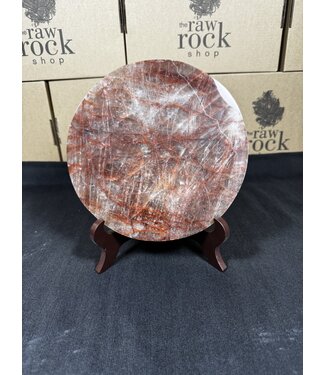 Fire Quartz Plate with Stand #1, 1018gr