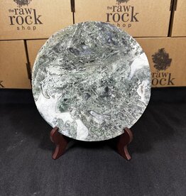 Moss Agate Plate with Stand #7, 1068gr